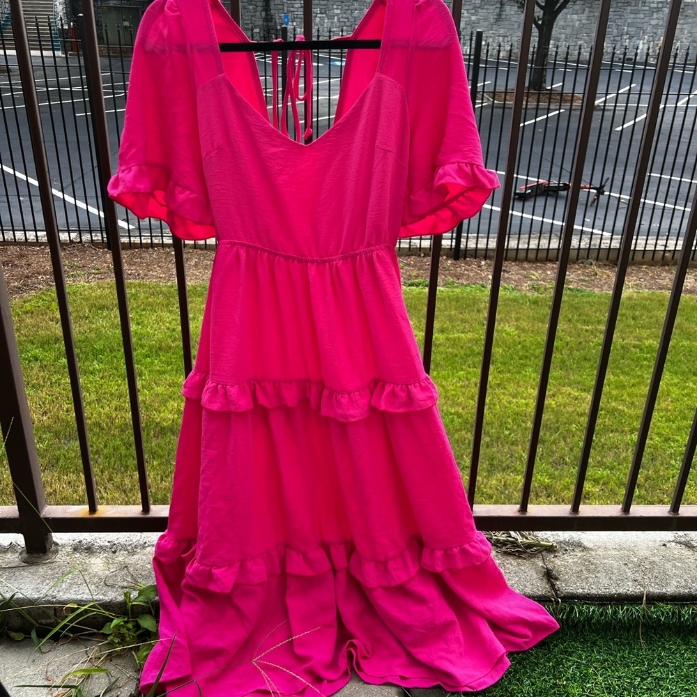 Elegant Pink Ruffle Dress